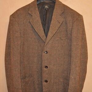 RRL Ralph Lauren Cotton/Wool Check Blazer Coat XL  – Triple Star – RARE